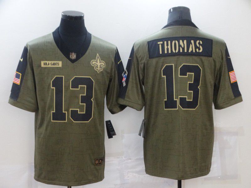 Men New Orleans Saints #13 Thomas green Nike Olive Salute To Service Limited NFL Jerseys